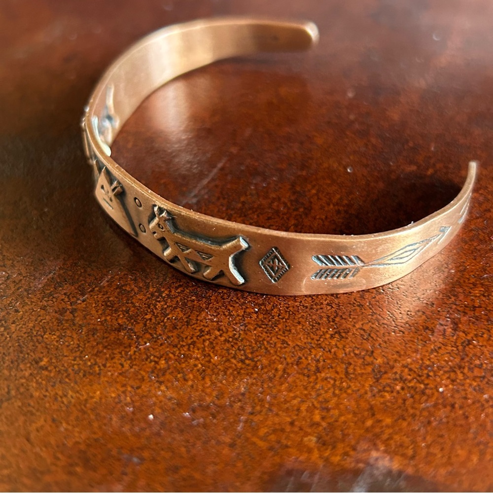 Vintage Wheeler Manufacturing Co. Copper Southwest Cuff Bracelet Signed - Picture 7 of 11